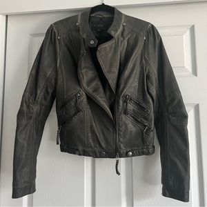Blu Pepper | Grey Faux-Leather Moto Jacket | Size S